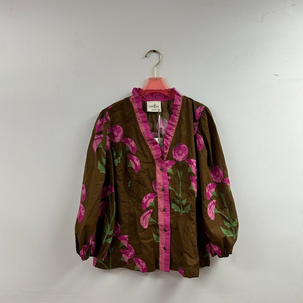 Floral Print Ruffle Top  WK1145